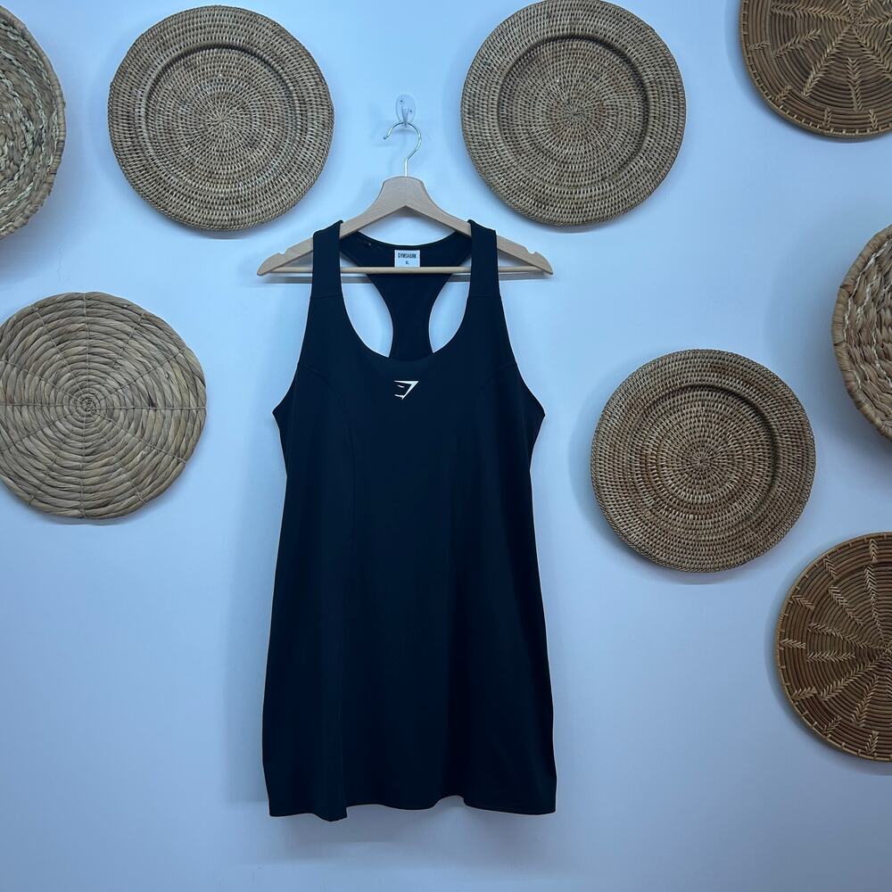 Gymshark Black Lined Athletic Sporty Tennis Mini Dress XL Activewear Athleisure